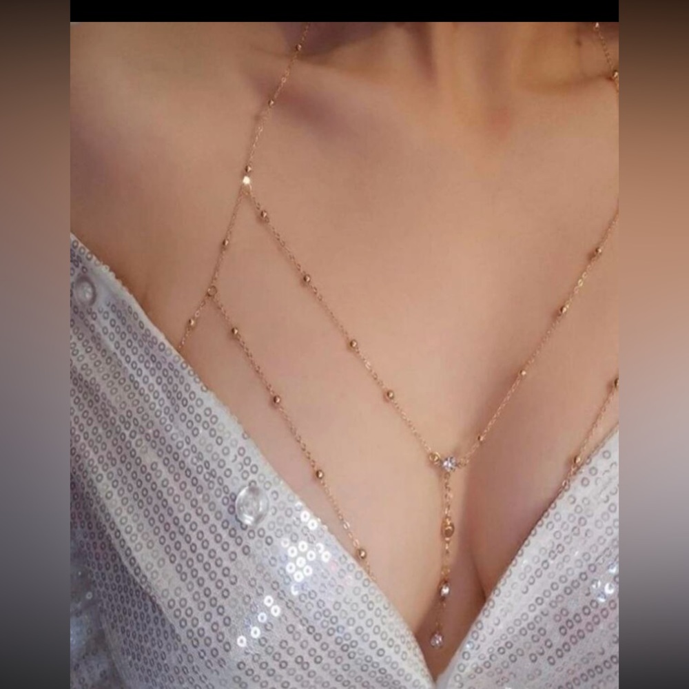 1pc Exquisite Rhinestone & Bead Decor Body Chain For Women For Spring - Picture 3 of 15